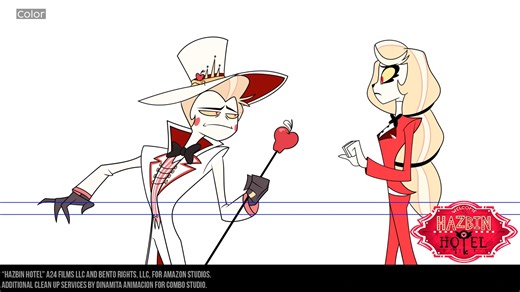 Angela Pescador Tarquino on Instagram: "Hazbin Hotel, Clean Up y Color 🍎 HAZBIN HOTEL- A24 FILMS LLC and BENTO Rights, LLC, for Amazon Studios. Additional Clean Up services by Dinamita Animacion for COMBO STUDIO."