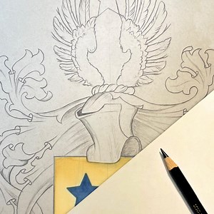Custom Family Coat of Arms – Original Pencil Sketch (A4) colorized - handmade Heraldic Art - personalized Wedding & Anniversary Gift - Etsy.de