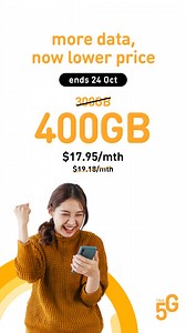 Online Exclusive: You asked, and we listened! Enjoy an extra 100 GB - 400GB forever for just $17.95/mth (U.P. $19.18). Surf with True 5G speed & FREE FoneCare Lite on us. Hurry, the offer ends 24 Oct! Only on Singapore's Best Network Experience 2024, awarded by World Business Outlook. | M1