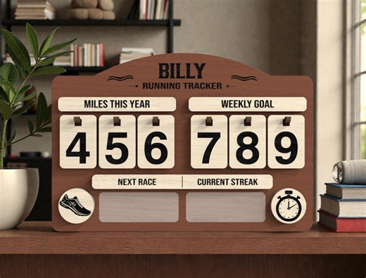 Personalized Running Tracker Sign, Miles Run This Year Board, Weekly Goal Running Log, Custom Runner Name Wooden Sign - Etsy