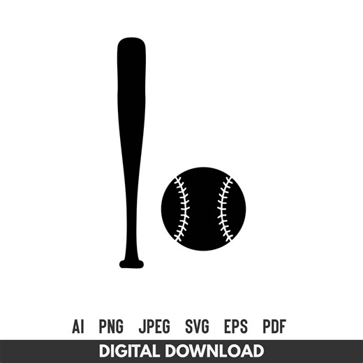 Baseball Bat SVG for Cricut & Silhouette | Ball Cut File - Etsy