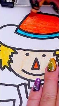 Coloring a Scarecrow 🌾 #halloween #coloring #art #coloringpages #crayola #crayons #scarecrow