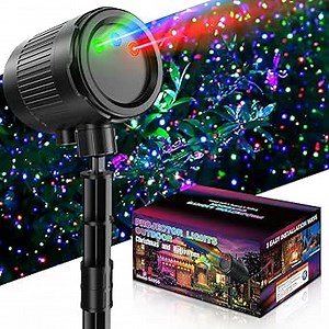 Christmas Projector Lights Outdoor, 3 Color Firefly Light Show, IP65 Waterproof Light Projector Outdoor with Remote Control and Timer, Indoor Projection Lights for House Garden Holiday Xmas Decor
