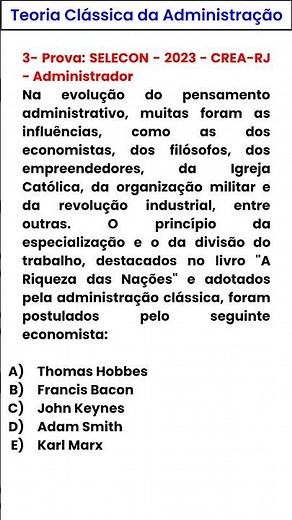 GENERAL ADMINISTRATION - Classical Theory of Administration - SELECON - CREA - RJ