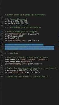 Python Lists vs Tuples in 50 Seconds - Stop Code Errors #shorts