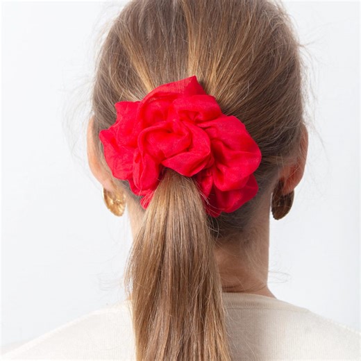 Red Silk Organza Scrunchie Hand Dyed Small Hair Accessory Birthday Gift - Etsy