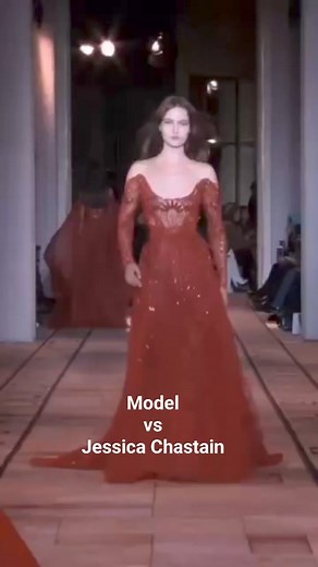 Model vs Jessica Chastain . . . . . . . . . . #model #jessicachastain #fashion #outfit #celebrity #dress #viral | My Attire