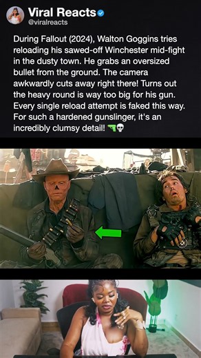 During Fallout (2024), Walton Goggins tries reloading his sawed-off Winchester mid-fight in