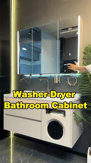 Washer -dryer bathroom cabinet #home #homedecro #interiosdesign #interiors #architeture #cabinetfactory #cabinetmaker #aleadhome #diy #madeinchina #made-in-china