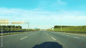 Driving car on random european highway, beautiful summer background in 4K UHD