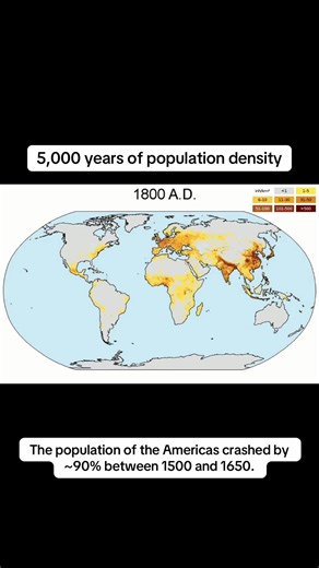 5000 years of changing human population density. #maps #history #demographics #ancienthistory