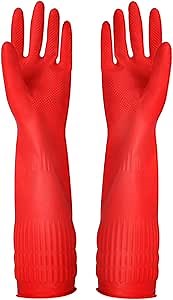 Rubber Cleaning Gloves Kitchen Dishwashing Glove 3-Pairs,Waterproof Reuseable.(Medium)
