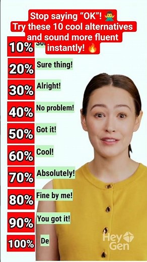 Stop saying “OK”! Try these 10 cool alternatives and sound more fluent instantly! #english #shorts