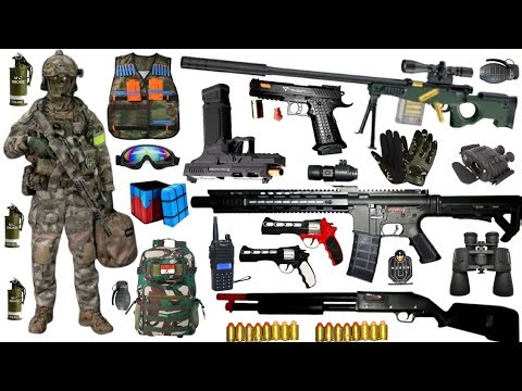 Special Forces Military Toy Gun Set Unboxing, Shotgun, M416 rifle, 98K AWM, Revolver, SIG17, Hi Capa