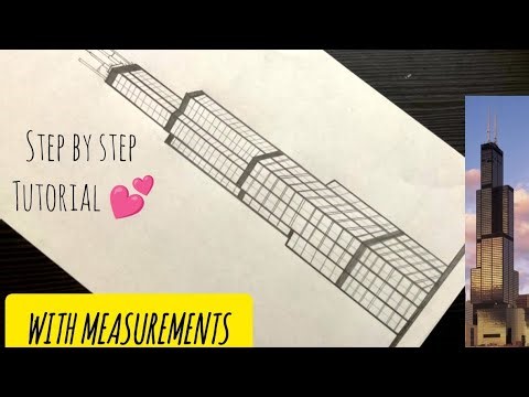 Willis tower drawing easy/how to draw Willis tower Chicago drawing/Sears tower drawing/Tower drawing