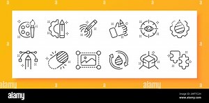 Photography icon set. Editing, pencil, puzzle, palette, brush, cropping, selfie, color, brush. Black icon on a white background. Vector line icon for Stock Vector Image & Art - Alamy