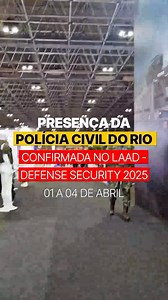 A Polícia Civil #RJ estará presente na LAAD Defence & Security 2025, a maior feira de defesa e segurança da América Latina✔️ 📍Confira a exposição do nosso trabalho e das nossas inovações no pavilhão 4, estand W40; do dia 01/04 a 04/04, das 10h às 18h, no Riocentro, Zona Oeste. ➡️ Policial civil, você pode se credenciar gratuitamente. Mais informações no boletim interno da instituição. 📄 | Polícia Civil do Estado do Rio de Janeiro