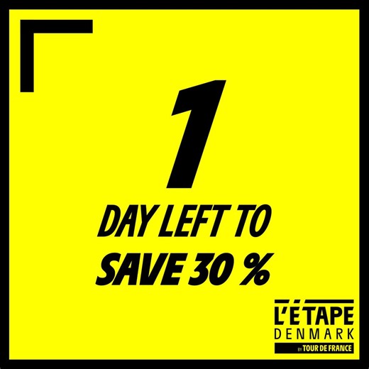 💥 𝗧𝗛𝗜𝗦 𝗜𝗦 𝗬𝗢𝗨𝗥 𝗟𝗔𝗦𝗧 𝗖𝗛𝗔𝗡𝗖𝗘 💥 Today is your absolute last chance, if you want to save 30 % on your registration 😱 ➡️ Register, before the prices rise at midnight 👍 | L'Étape Denmark by Tour de France