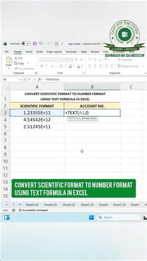 Convert Scientific Notation to a readable Number Format in Excel using the TEXT formula! 📊✨