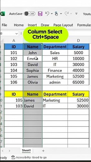 Excel Shortcutkeys | Hide and Unhide Columns Excel #exceltips#exceltricks#excelhacks