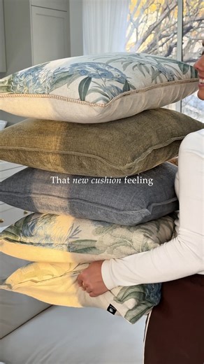 5.2K views · 12 reactions | Bring on the botanical blues  Team the Marcella Cushions with the Hudson Chambray cushions in denim blue and moss green for that perfect balance of soft colour and natural beauty. | French Knot | Facebook