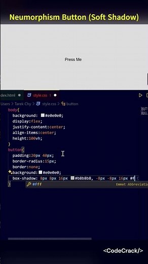 🔥 Neumorphism Button — Soft Shadow UI Design with Pure CSS! | Modern Web Design Trick 💡 #shorts