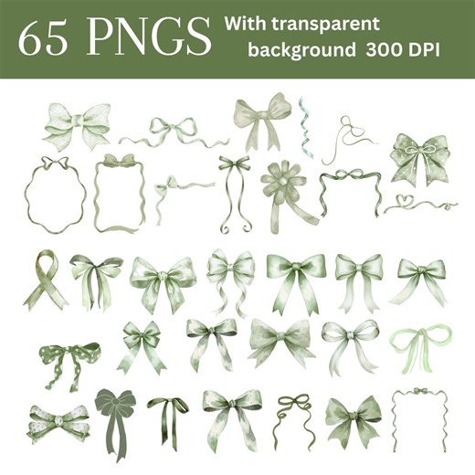 Sage Green Watercolor Bow PNG Clipart (digital Download) - Etsy