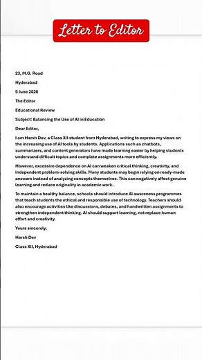 Letter to Editor|Editorial Letter|Class 12 #shortsfeed #ytshorts #editorialletter
