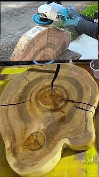 How I Remove Excess Epoxy from a Live Edge Elm End-Grain Slab