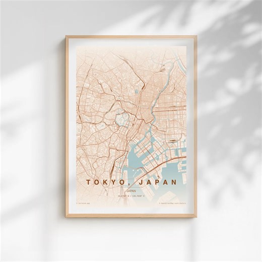 Tokyo Japan Map Print, Custom Souvenir Poster, Minimalist City Street Map Art, Travel Home Decor, Framed Print - Etsy