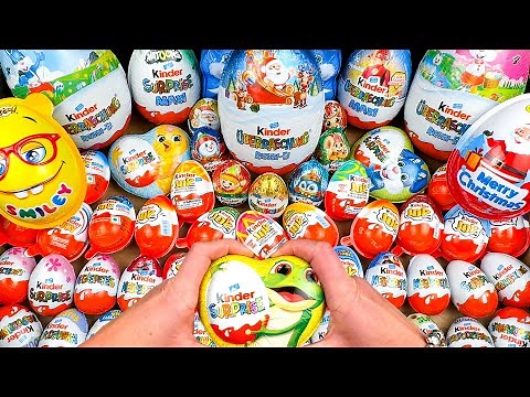 🤩 56 Surprise Eggs! Kinder Surprise Maxi! Satisfying ASMR Unboxing!