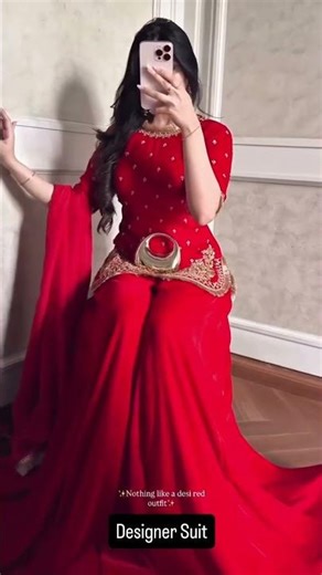 Royal Red Gharara Set with Intricate Golden Work#youtubeshorts #partyweardress #dress #shorts