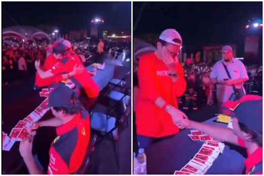 Watch: Fan in tears as he meets Charles Leclerc and Carlos Sainz at Ferrari event