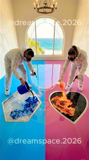 🔥 ICE vs FIRE — Which Floor Wins? 😱 | Luxury Epoxy Transformation #epoxy #home #shorts