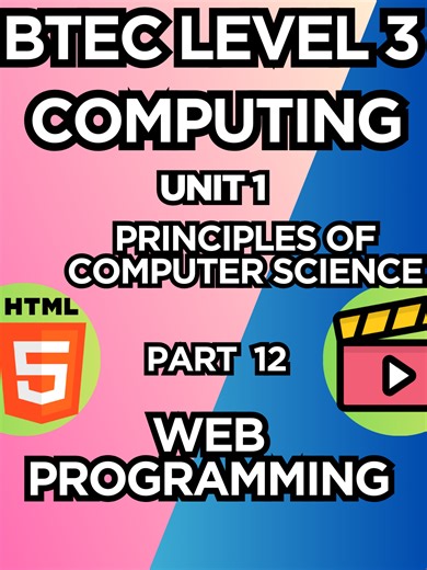 BTEC Level 3 Computing U1 - Principles of Computer Science P11 - ＂WEB PROGRAMMING＂ Video Overview Connect with RonsTechHub: 📘 Facebook: https://www.facebook.com/profile.php?id=61576662242576 📸 Instagram: https://www.instagram.com/ronstechhub/ 🎵 TikTok: https://www.tiktok.com/@ronstechhub 👻 Snapchat: https://www.snapchat.com/add/ronstechhub 💼 LinkedIn: https://www.linkedin.com/company/ronstechhub/ 🧑‍🎓 The Student Room: https://www.thestudentroom.co.uk/showthread.php?t=7600482 𝕏 X (Twitter