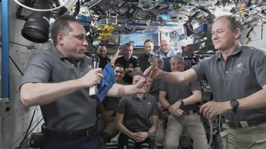 Russian cosmonaut hands over 'the keys' to the ISS to NASA astronaut