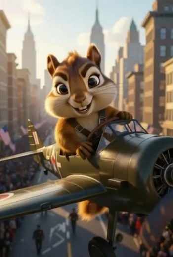 Brave Chipmunk Pilot Takes Flight Over the City! 🛩️✨ #shortsfeed #foryou
