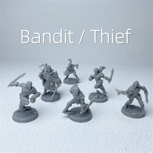 DND Bandit Thief Squad Miniatures - 6 Pack Paintable 3D Printed Figures for Tabletop RPG & Wargaming (25mm Base) - Etsy