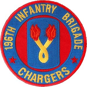 196th Infantry Brigade Patch Chargers - 3x3 inch. Embroidered Iron on Patch