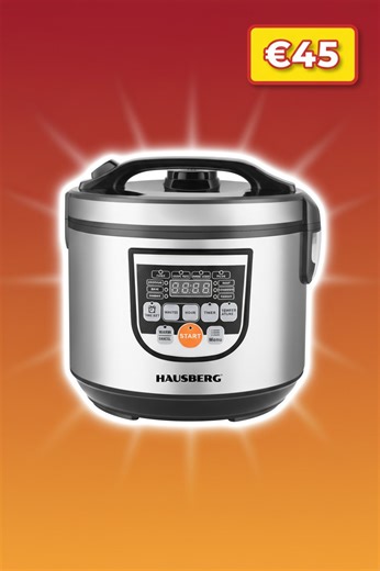 ProChimps on Instagram: "🍚 One pot. Endless possibilities. 🍲 Meet the HAUSBERG Multifunction Rice Cooker – your kitchen's new MVP! Cook perfect rice, hearty stews, soups, and steam vegetables all in one sleek 5L stainless steel cooker. ✨ Digital control panel – set it and forget it ⏲️ Smart timer – auto shut-off when done 🔥 Adjustable temp 80–200°C – from gentle steaming to high-heat cooking 🥘 5L capacity – feeds the whole family 🛡️ Non-stick inner pot – easy cleanup every time Just €45 – p