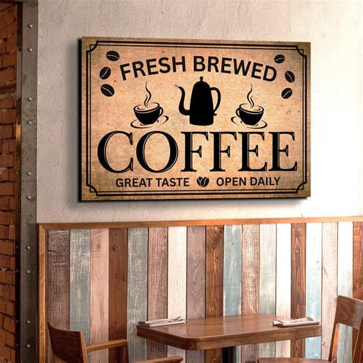 Old Vintage Coffee Sign, Primitive Coffee Wall Art, Rustic Kitchen Decor, Coffee Lover Gift Housewarming, New Home Artwork Cafe Canvas Print - Etsy