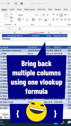 Bring back multiple columns with Vlookup #excel #exceltips #exceltricks #office365 #vlookuptricks #camtasia #accounting #finance #vlookup #data #ETL