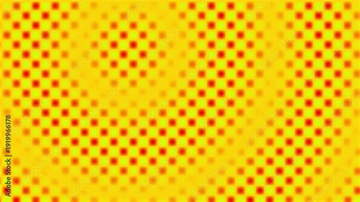 This vibrant abstract background features a seamless looping pattern of soft, pulsating squares in warm tones of yellow, orange, and subtle red. The blurred, checkerboard-like grid creates a dynamic y