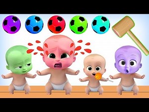 Learn colors with Lollipop WOODEN FACE HAMMER XYLOPHONE CRYING BABY Soccer Balls for Kids