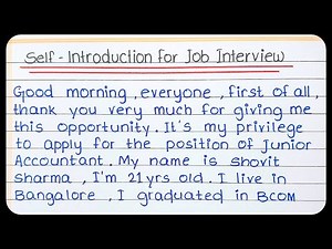 self introduction in interview for freshers | Self introduction in interview | introduce yourself