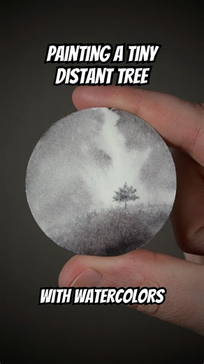 Painting a Tiny Distant Watercolor tree #shorts #art