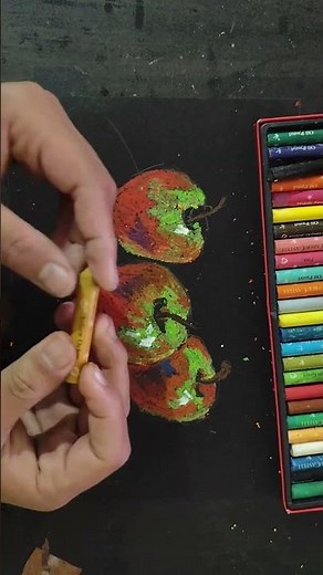 learn how to work with oil pastels/ learn how to draw an apple/ how to draw still life of an apple 🍎