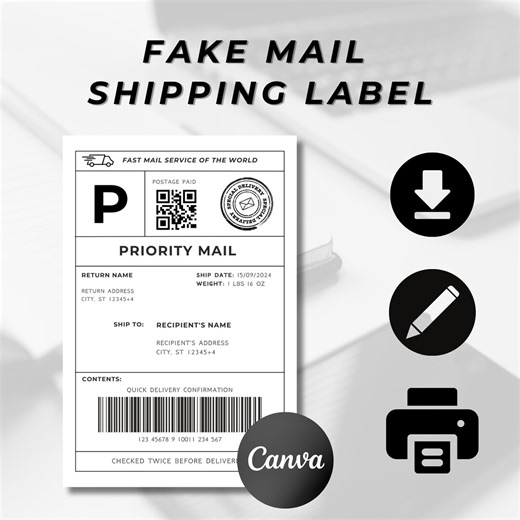 Editable Shipping Label Template: Personalized Mail Label (canva Download) - Etsy