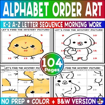 Back to School Alphabet Order Cut Paste Color Picture Game A-Z Letter Sequence