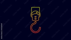 Glowing neon line Spring scale icon isolated on blue background. Balance for weighing. Determination of weight. 4K Video motion graphic animation